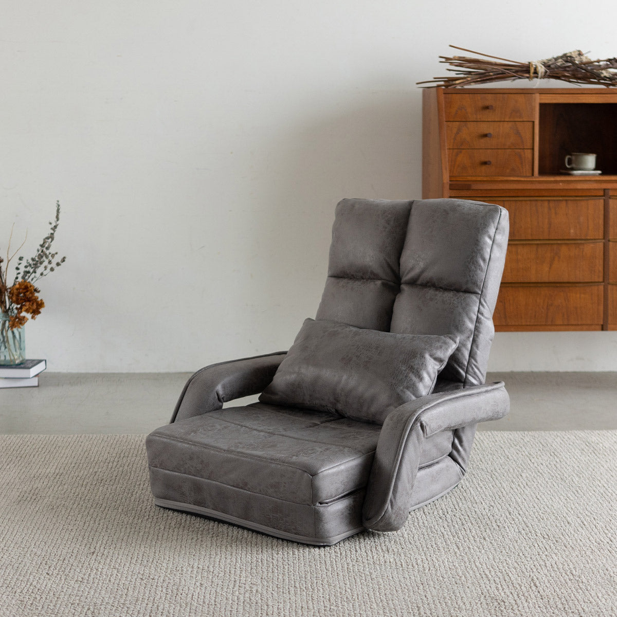 美品　EMOOR エムール 肘付きオットマン座椅子 肘付きオットマン座椅子 Mollet モレット 1人用 14段階