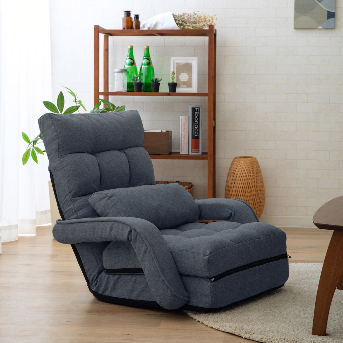 美品　EMOOR エムール 肘付きオットマン座椅子 肘付きオットマン座椅子 Mollet モレット 1人用 14段階