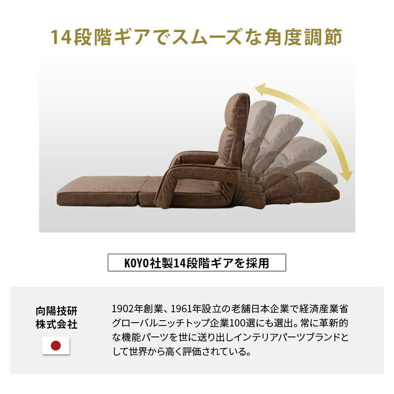 肘付きオットマン座椅子 Mollet モレット 1人用 14段階リクライニング