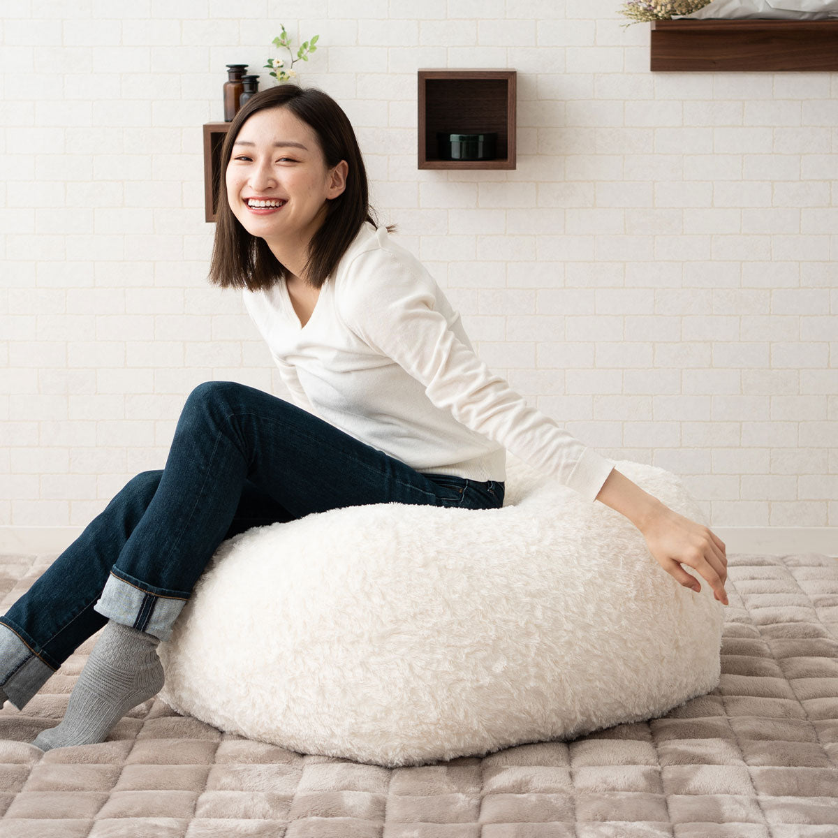 キューブ専用カバー クッションカバー ビーズ キューブ L、L＋サイズ