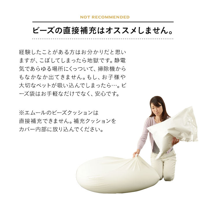 補充用 ビーズクッション L/L+サイズ 約65×65cm 日本製 CUBE キューブ