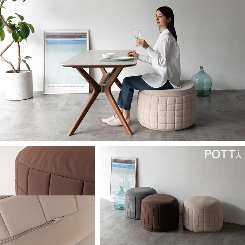 POTTI】 ビーズソファ ビーズクッション 円形 丸形 日本製 立ち上がり