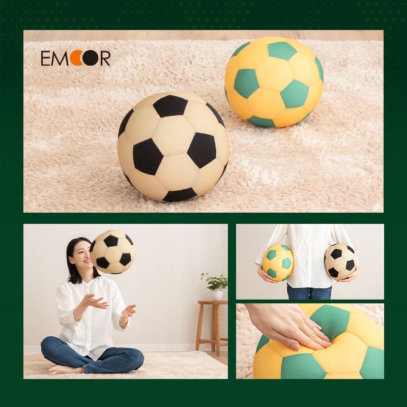 エムールデイ限定商品】 サッカーボールクッション 直径24cm 背もたれ