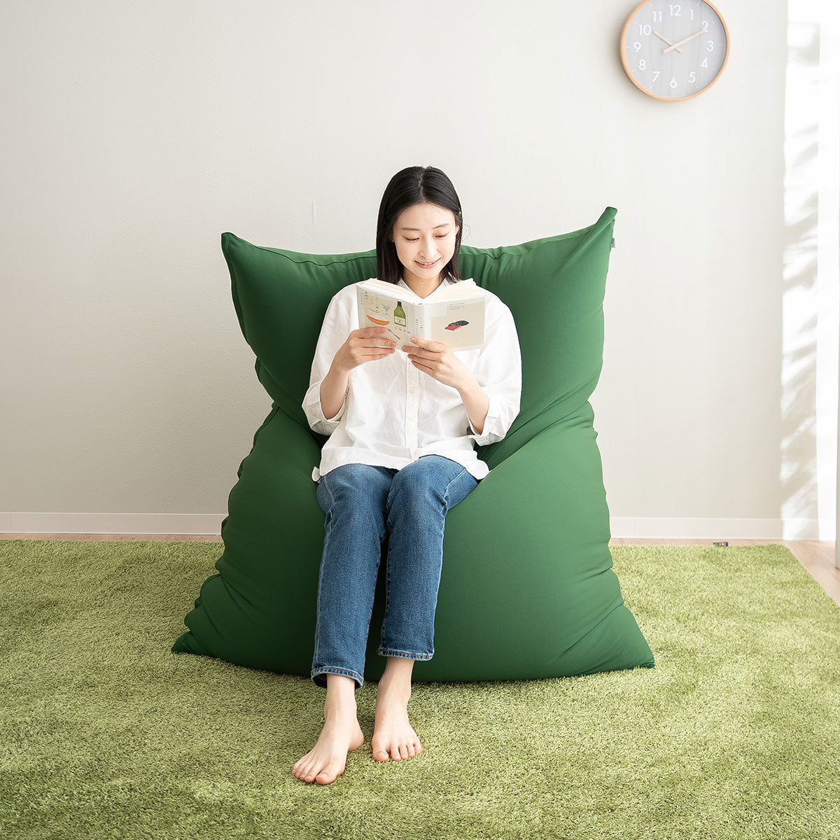 ビーズクッション 緑色 ポリエステル製 エムールデイ限定商品】 超特大ビーズクッション 大きい ヴェルディ