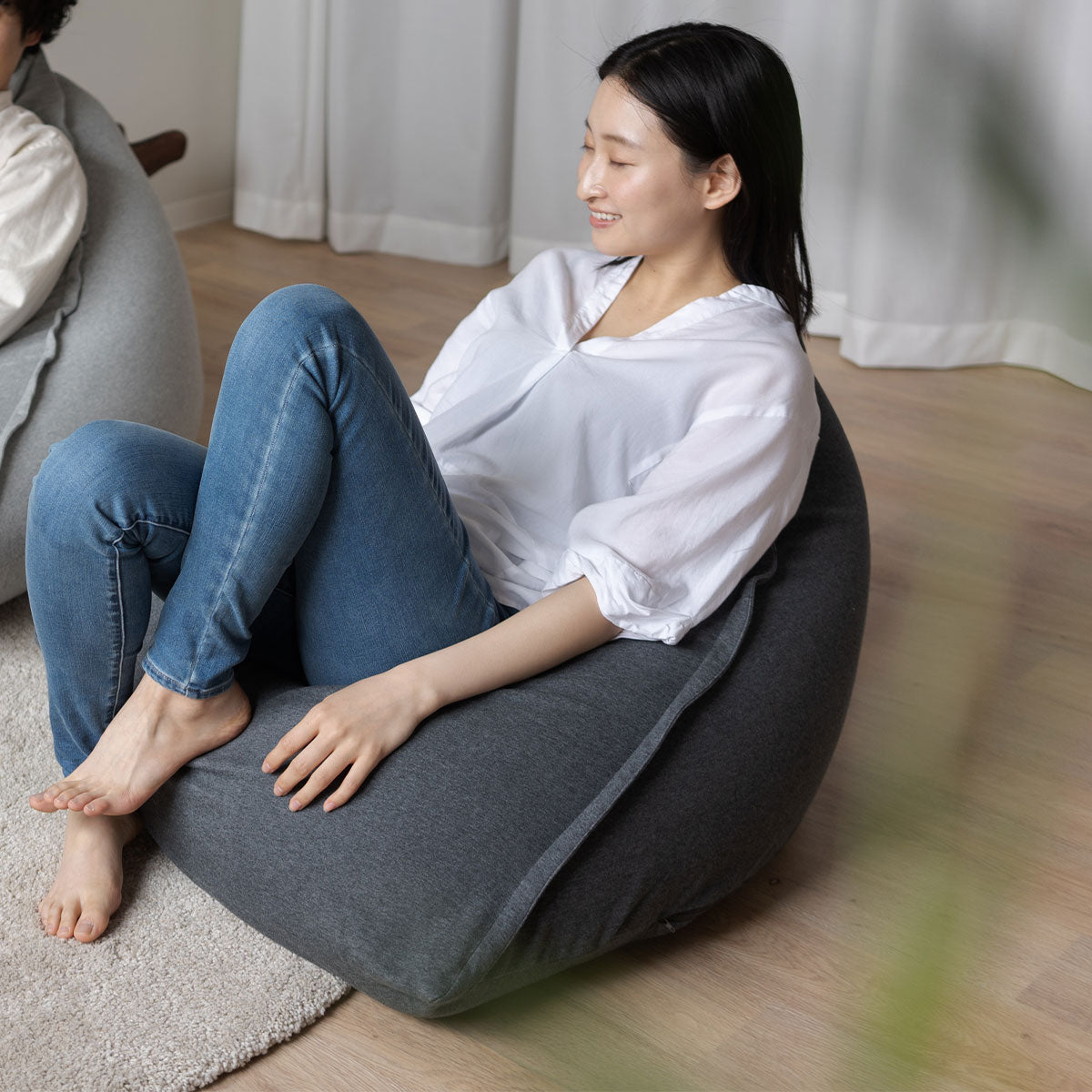 【グレー】ビーズクッション ソファ 日本製 背もたれ クッション 1人掛け グレー】ビーズクッション ソファ 日本製 背もたれ クッション 1