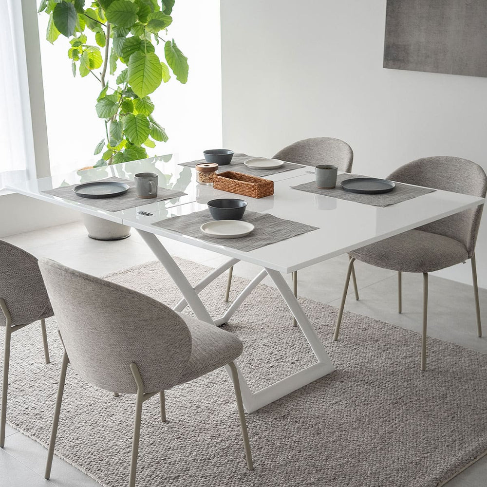 マジックテーブル 幅110cm 昇降式 伸長式 高さ調節可能 リフトテーブル ローテーブル ダイニングテーブル センターテーブル パソコンデスク ワークデスク 机 作業台 ストーン調 石目調 スチール脚 食卓用