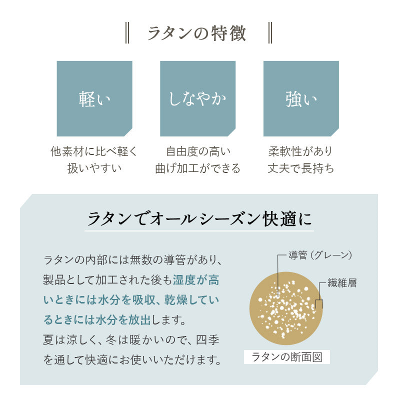 ラタン 回転高座椅子 座面高27.5cm ロータイプ 籐 サイドポケット付き 肘掛け付き 360°回転 リクライニング 低座椅子 完成品