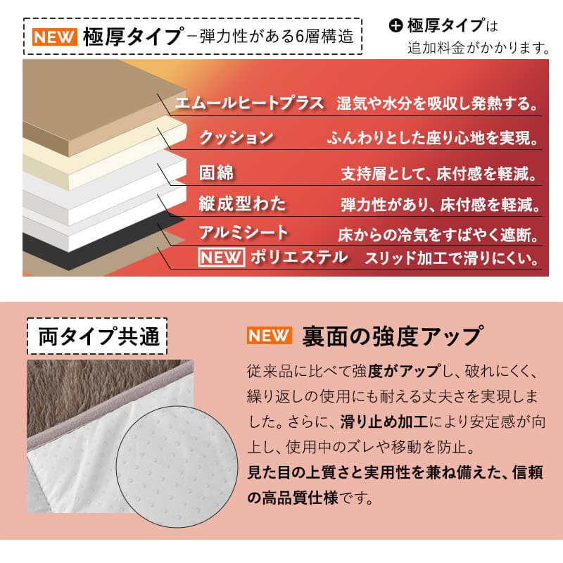 エムールヒートプラス ラグ 190×240cm 長方形 約3畳 カーペット 絨毯