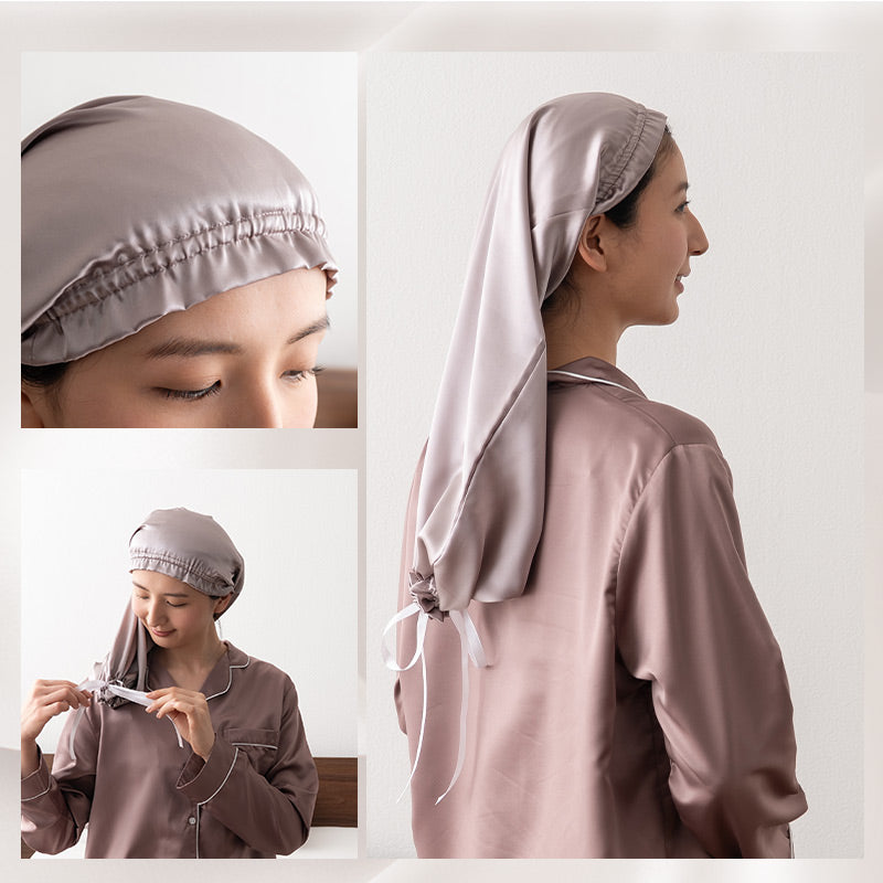 ナイトキャップ 天然シルク100％ ヘアケアキャップ シルクナイトキャップ シルクキャップ 最高級6Aランク シルク 絹 ロングヘア対応 筒状 ゴム式 帽子 美髪 艶髪 美容 ヘアケア