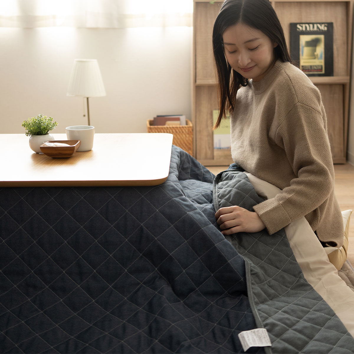 デニム調 マルチカバー ラグ こたつ上掛けカバー リバーシブル │ 寝具