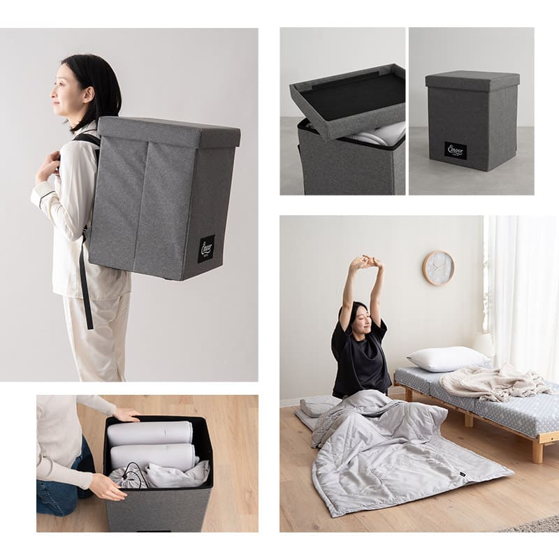 寝具コンビニ 布団4点セット コンパクト 収納バッグ付き 折りたたみ 省