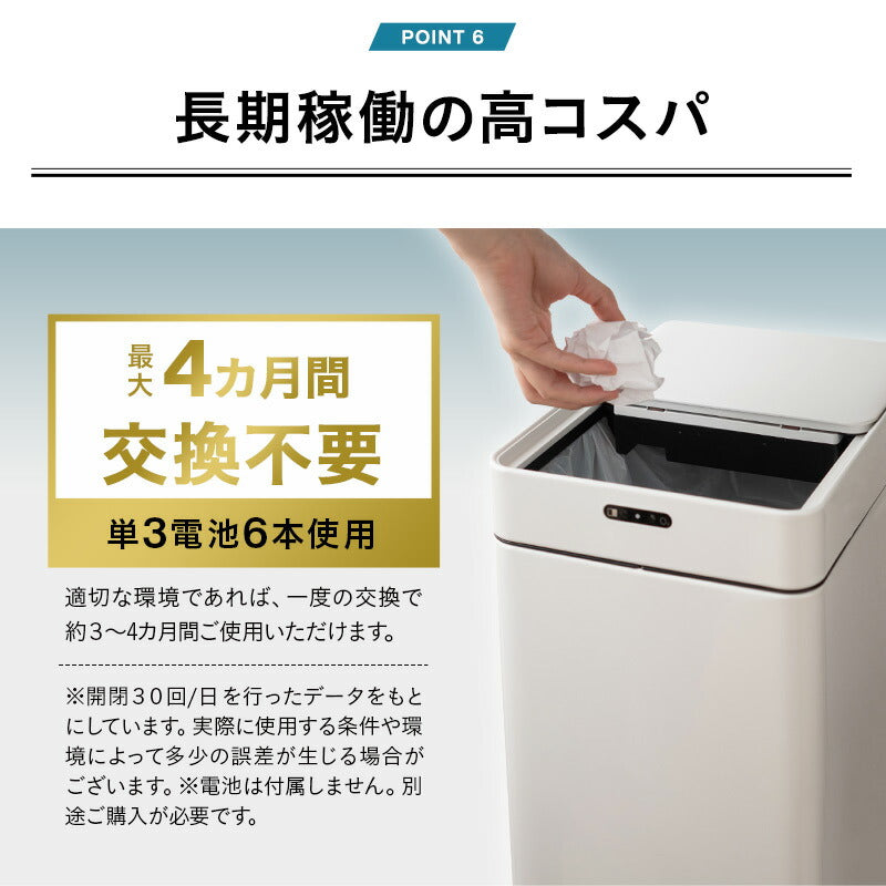 オゾン消臭機能付 電動 ダストボックス 42L ゴミ箱 自動開閉 スライド式 人感センサー付き スリム