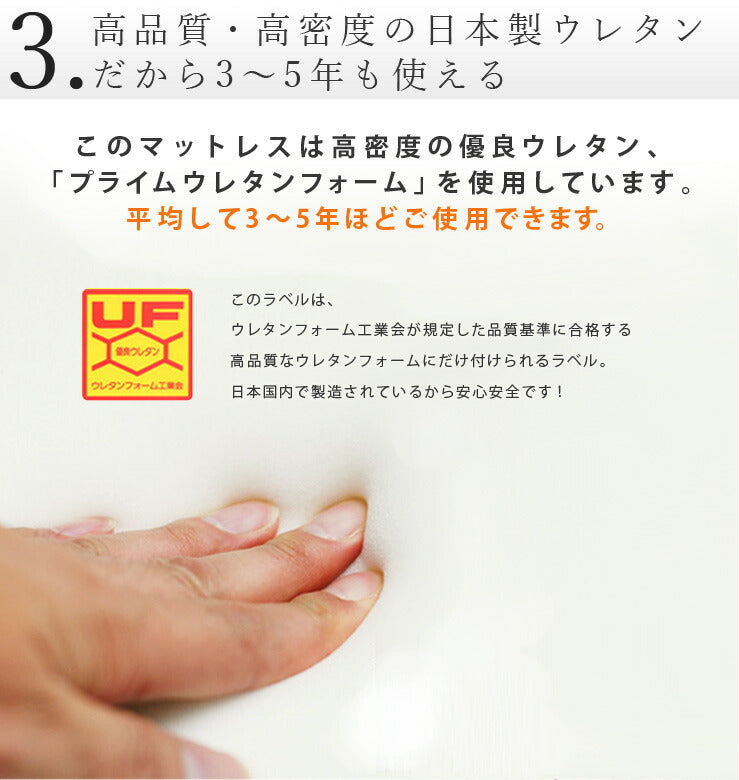 ◆廃版◆3つ折り敷き布団 ダブルサイズ 高反発ウレタン 女性向け・寝返りしやすい