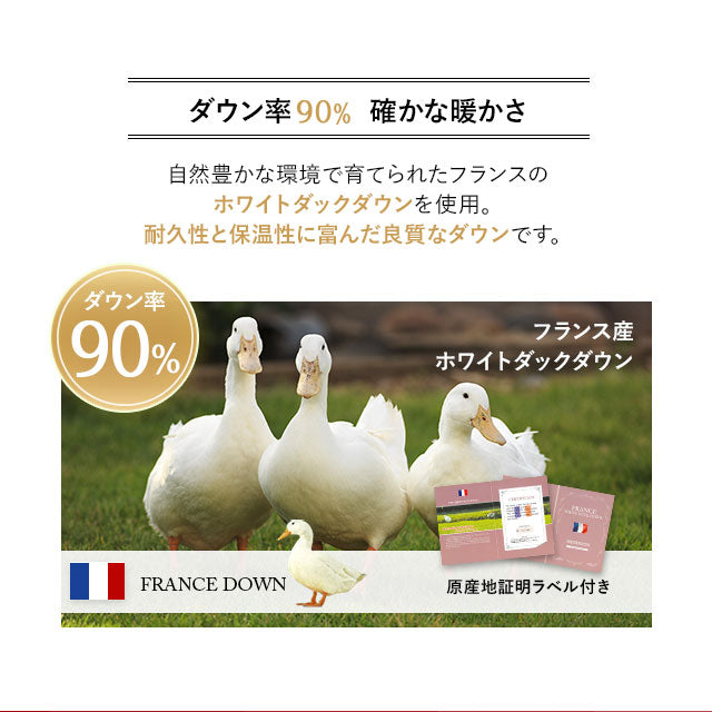 羽毛布団 スーパーロングセミダブル 日本製 エクセルゴールドラベル フランス産ホワイトダックダウン90％ 非圧縮 新合繊生地使用 軽量 収納ケース付き ループ付き