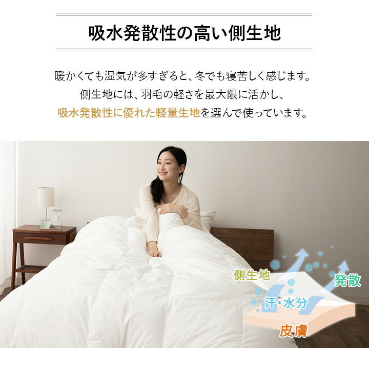 2枚合わせ 羽毛布団 キング 日本製 ロイヤルゴールドラベル ポーランド産ホワイトダックダウン93％ 非圧縮 新合繊生地使用 軽量 二枚合わせ 収納ケース付き ループ付き