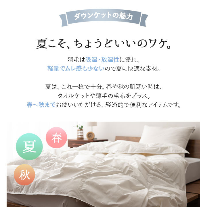 羽毛肌掛け布団 セミダブル 日本製 エクセルゴールドラベル ダウンケット 羽毛布団 フランス産ホワイトダックダウン90％ 非圧縮 新合繊生地使用 軽量 収納ケース付き ループ付き