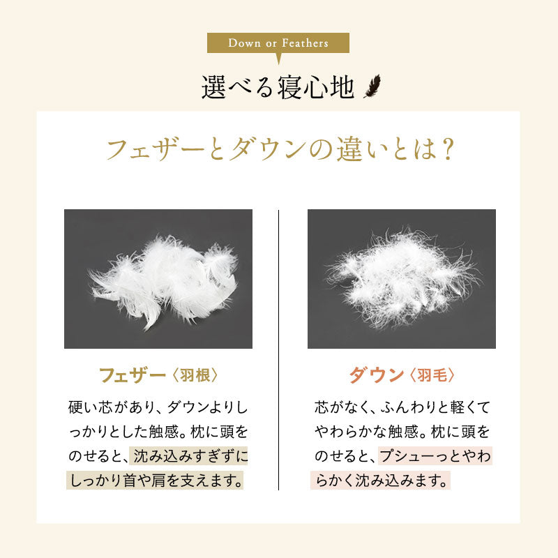 ダウンピロー 羽毛枕 高めタイプ 増量 日本製 ホテル仕様 ダッグ あひる 羽毛 グース がちょう 羽根