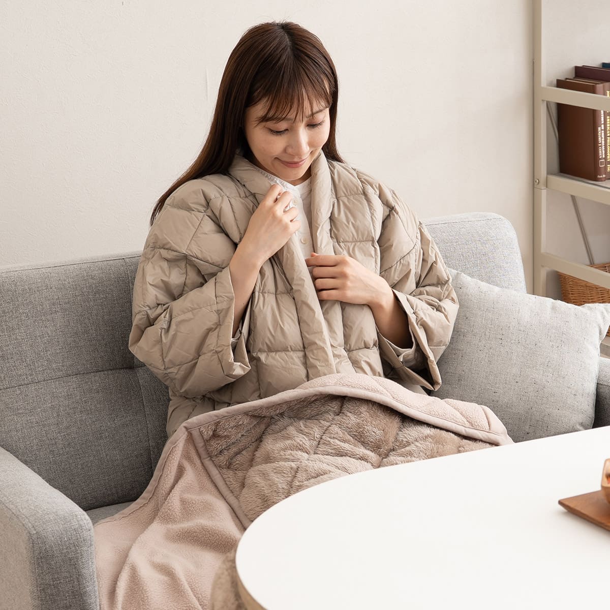 EMOOR DOWN】 洗える 羽毛 半纏 長袖 ポケット付き ダウン | 寝具