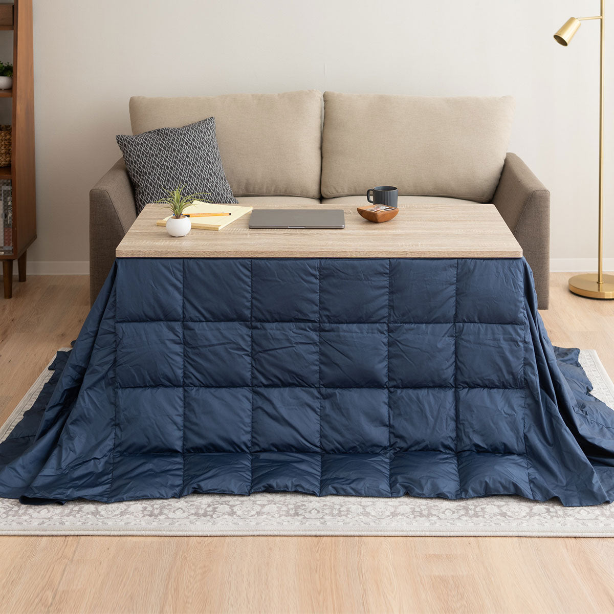 羽毛 こたつ掛け布団 ハイタイプ 幅120cm 長方形 省スペース ダウン