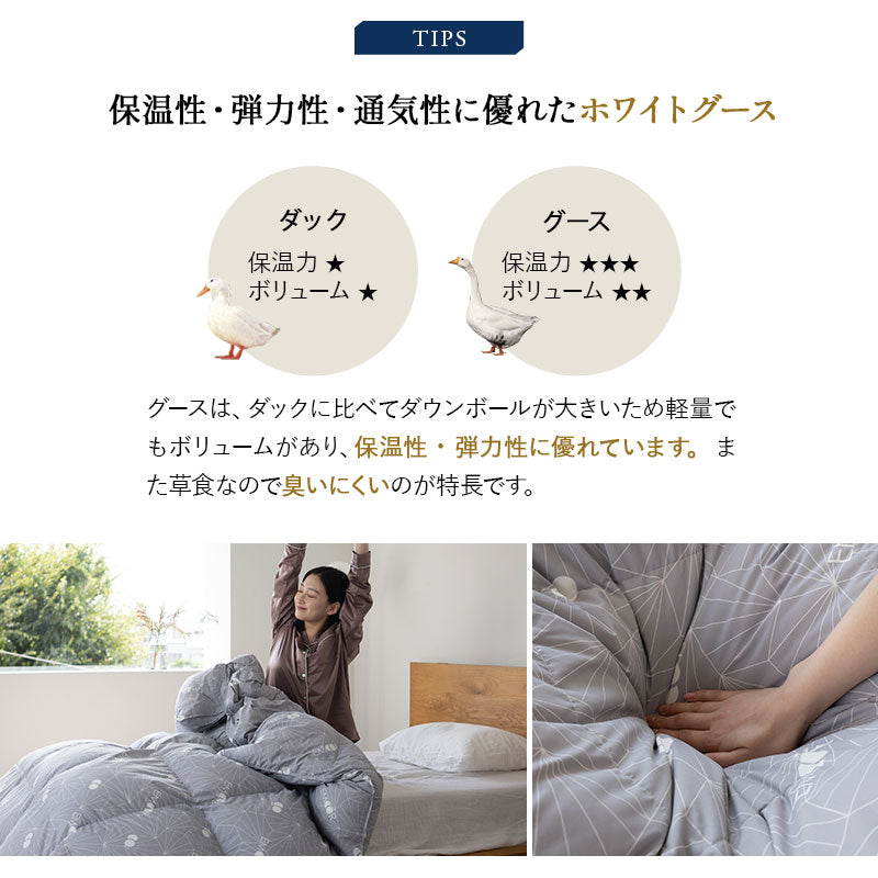 羽毛布団 クイーン 日本製 ロイヤルゴールドラベル 非圧縮 抗菌 防臭