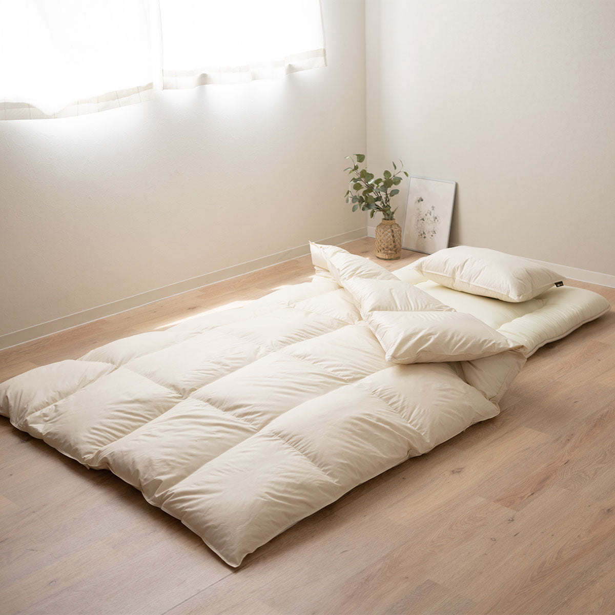 羽毛掛け布団 掛け布団カバー 敷きパッド 3点 ポーランド産