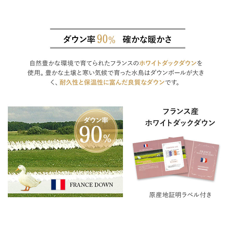 羽毛布団3点セット シングル （羽毛布団・敷き布団・枕） 日本製 エクセルゴールドラベル フランス産ホワイトダックダウン90％ 収納ケース付き 抗菌 防臭 防ダニ