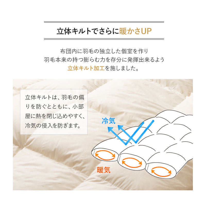 羽毛布団3点セット シングル （羽毛布団・敷き布団・枕） 日本製 エクセルゴールドラベル フランス産ホワイトダックダウン90％ 収納ケース付き 抗菌 防臭 防ダニ