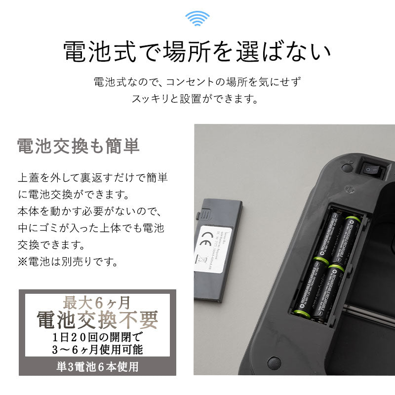 電動 バタフライ式 ダストボックス 50L ゴミ箱 脱臭剤ポケット付き 自動開閉 センサーオープン 人感センサー付き 大容量 スリム