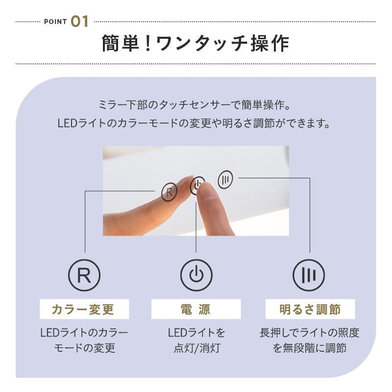 LEDライト付き ハリウッドミラー NEO 女優鏡 壁掛け スタンド 2way