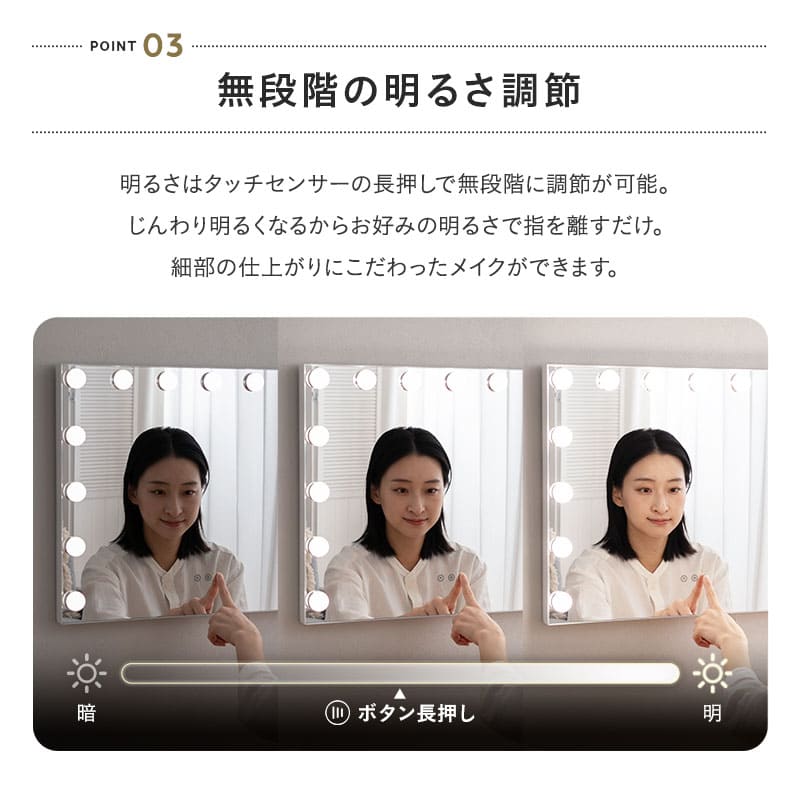 LEDライト付き ハリウッドミラー NEO 女優鏡 壁掛け スタンド 2way