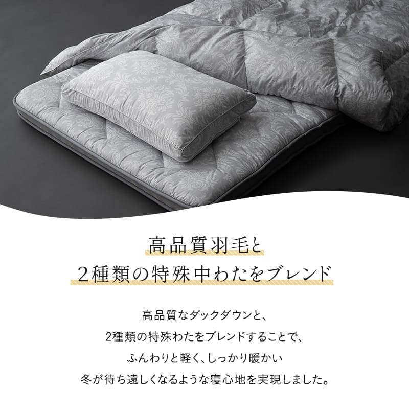 羽毛入り掛け布団 シングル 抗菌 吸湿発熱 保温 軽量 DONSU ドンス