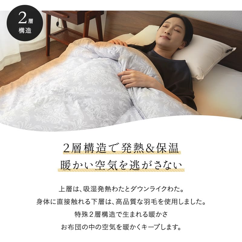 羽毛入りハイブリット掛け布団 シングルサイズ あったか掛け布団 洗濯機OK 抗菌 吸湿発熱 保温 あったか 軽量 高品質