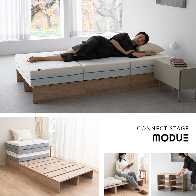 ステージベッド パレットベッド ローベッド ベッドフレーム 分割式 連結パーツ付き ロボット掃除機対応 組み換え自由 ジョイント 木製 軽量 耐久性 通気性 ベッド下収納 収納家具 シングルサイズ ロータイプ