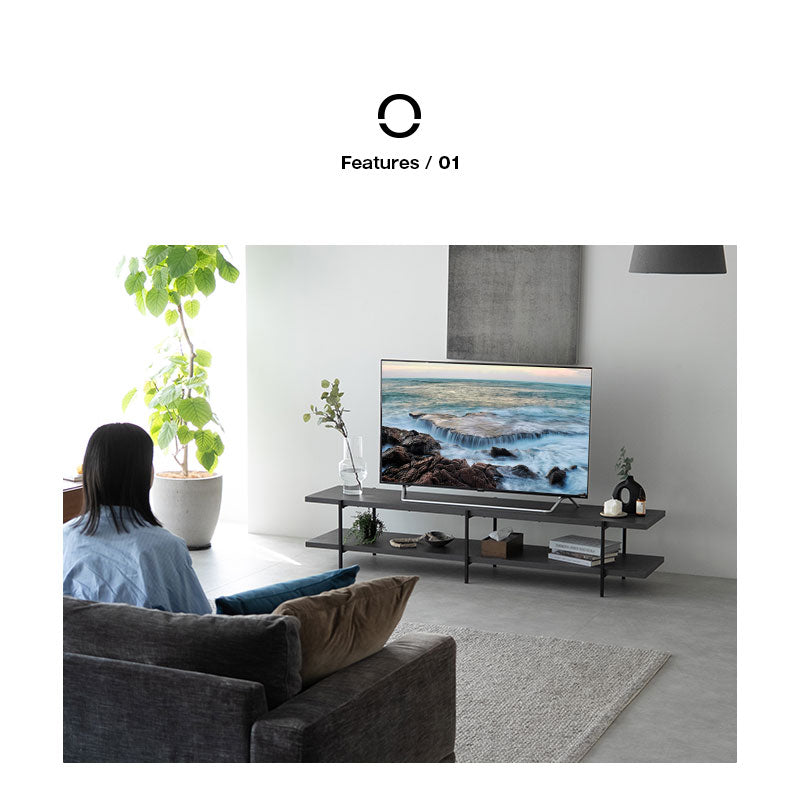 テレビボード テレビ台 ローボード 幅180cm 石目調 ストーン調 テレビラック オープンラック オープンシェルフ 収納棚 ロータイプ 32型～70型対応 大型テレビ対応