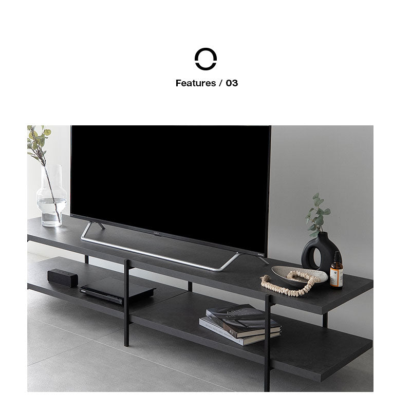 テレビボード テレビ台 ローボード 幅180cm 石目調 ストーン調 テレビラック オープンラック オープンシェルフ 収納棚 ロータイプ 32型～70型対応 大型テレビ対応