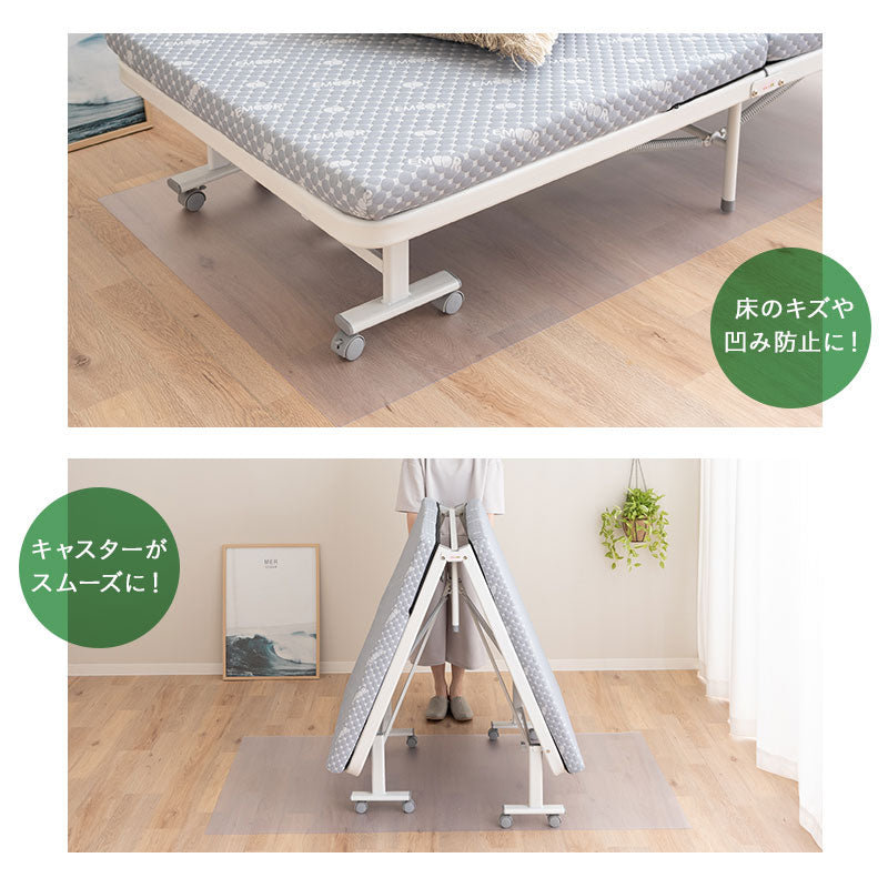 折りたたみベッド用 保護マット 100×200cm 撥水 クリア 日本製 下敷き 傷 キズ 凹み へこみ 汚れ 防止 マット シート