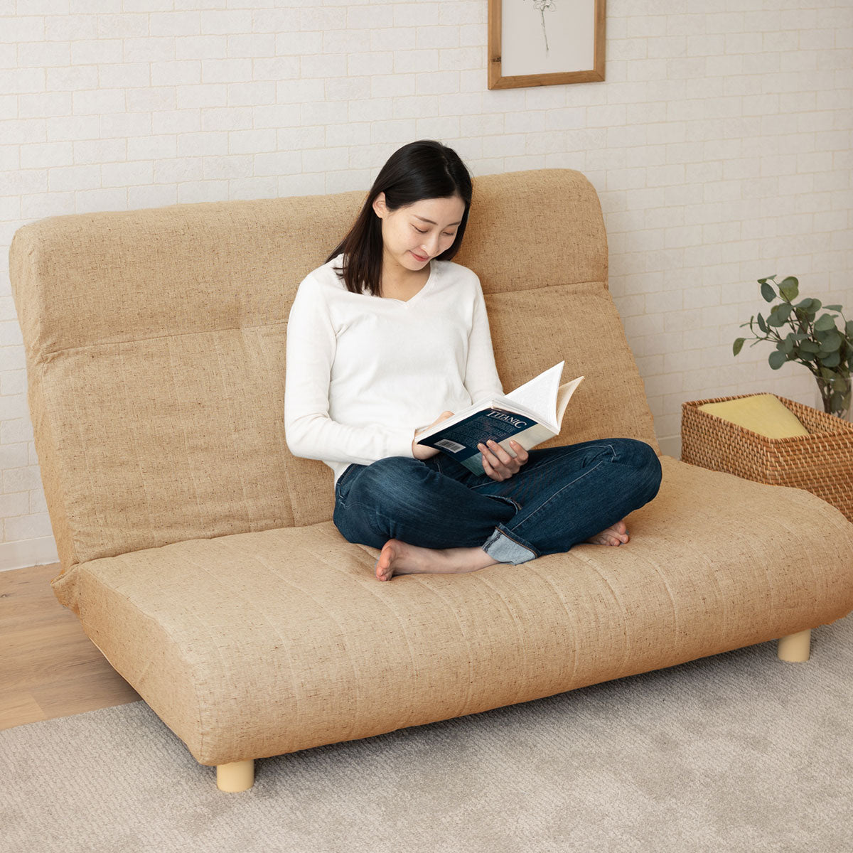 Testa】 低反発リクライニングソファ 2人用 ハイバック～フラット 脚