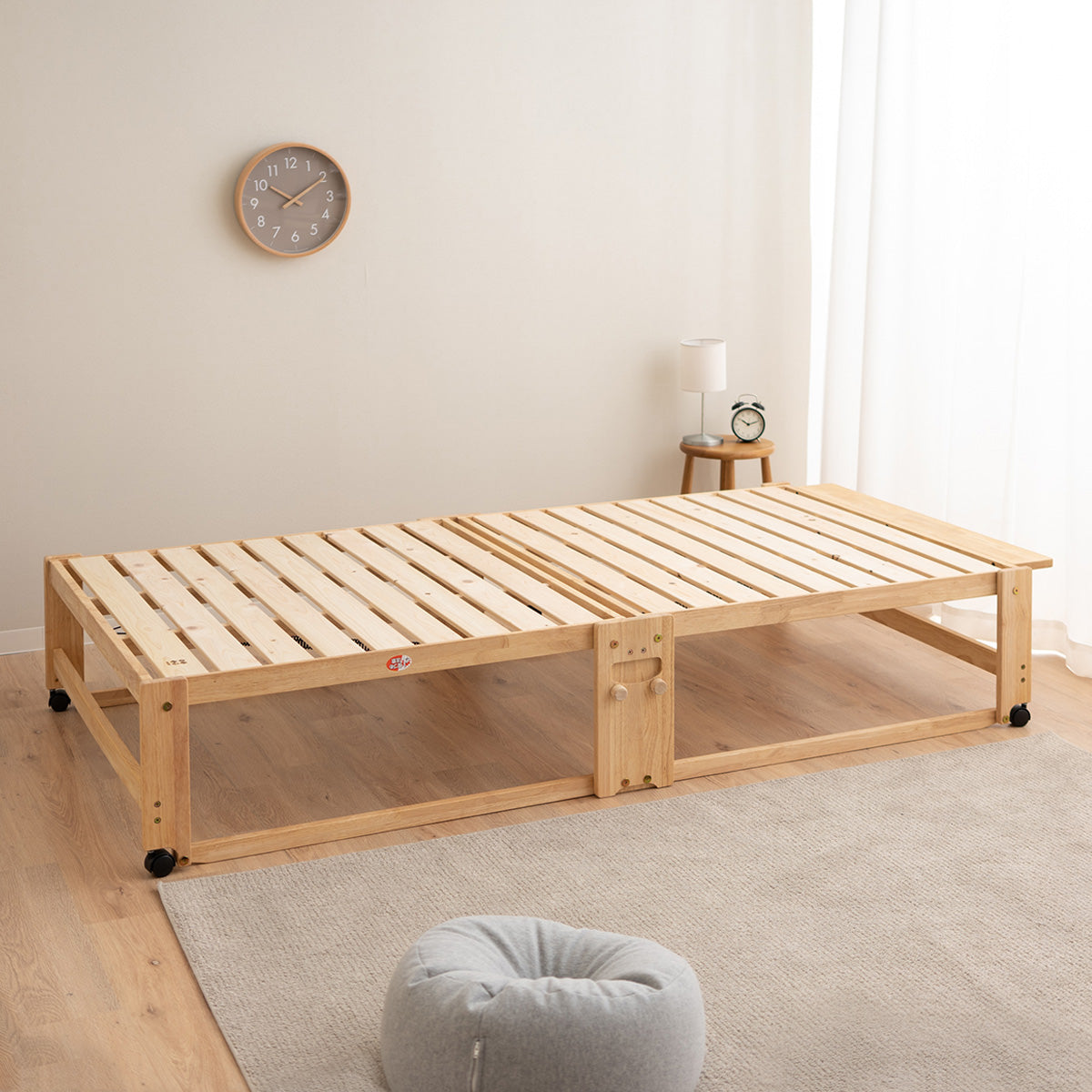 エムール　ひのき すのこベッド 折りたたみベッド ハイタイプ　日本製　シングル ヒノキの折りたたみベッド シングル ハイタイプヘッドボード付き