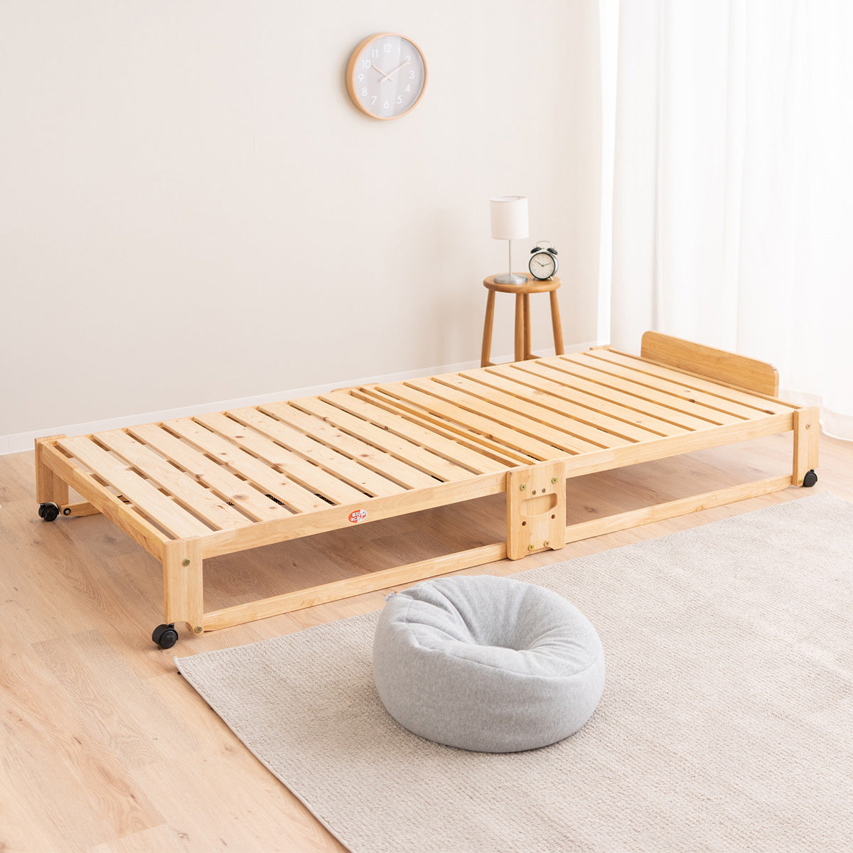 折りたためるヒノキすのこベッド  日本製 ロータイプ ヘッドボード付き 立川ショールーム体験可