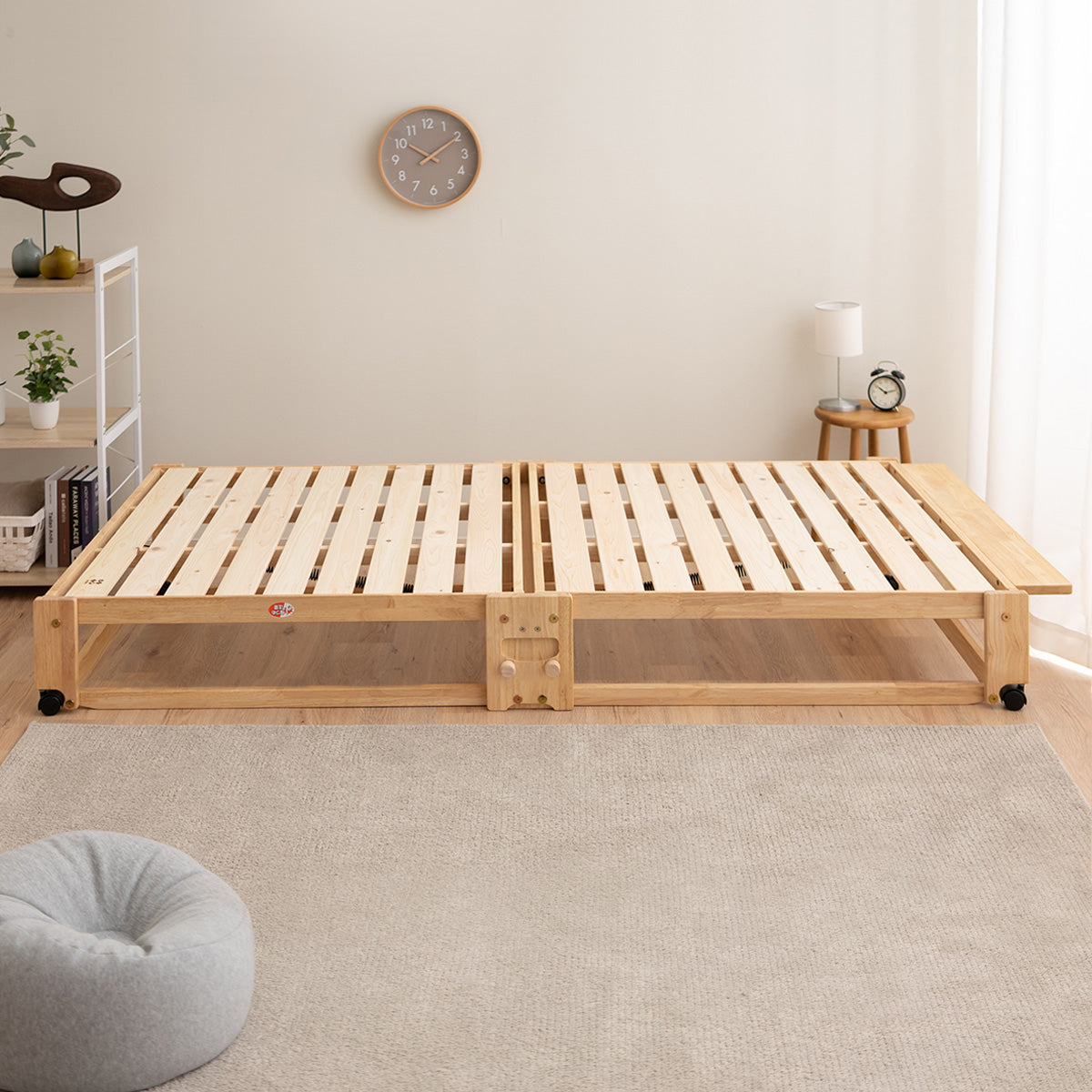 折りたためるヒノキすのこベッド   日本製 ロータイプ