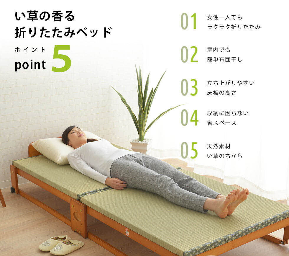 日本製 い草畳の折りたたみベッド ハイタイプ シングルサイズ │ 寝具