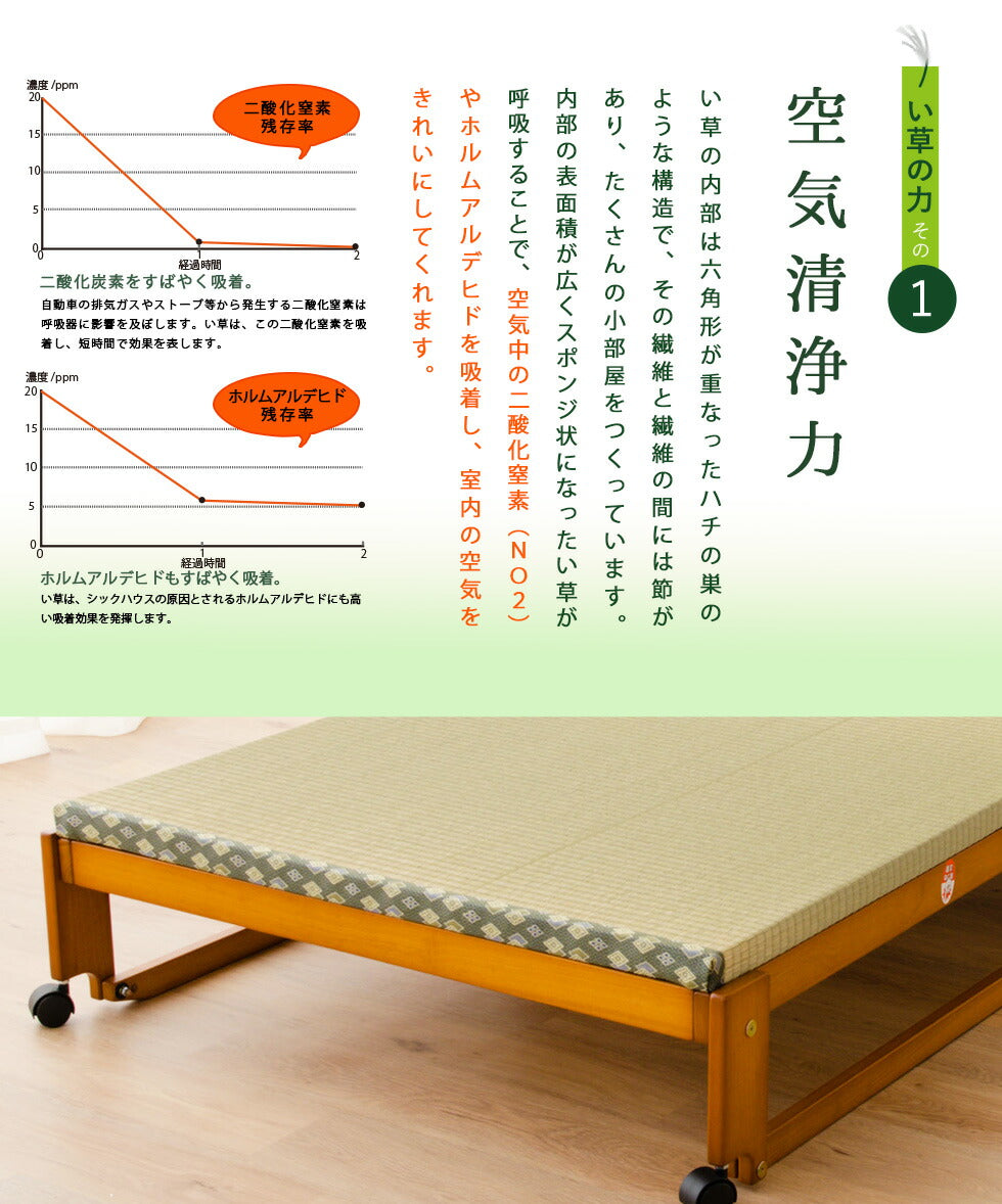 い草畳の折りたたみベッド日本製 ハイタイプ