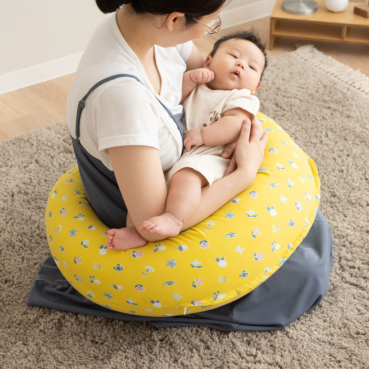 授乳クッション 抱き枕 三日月型 日本製 綿100% ベビークッション 3way