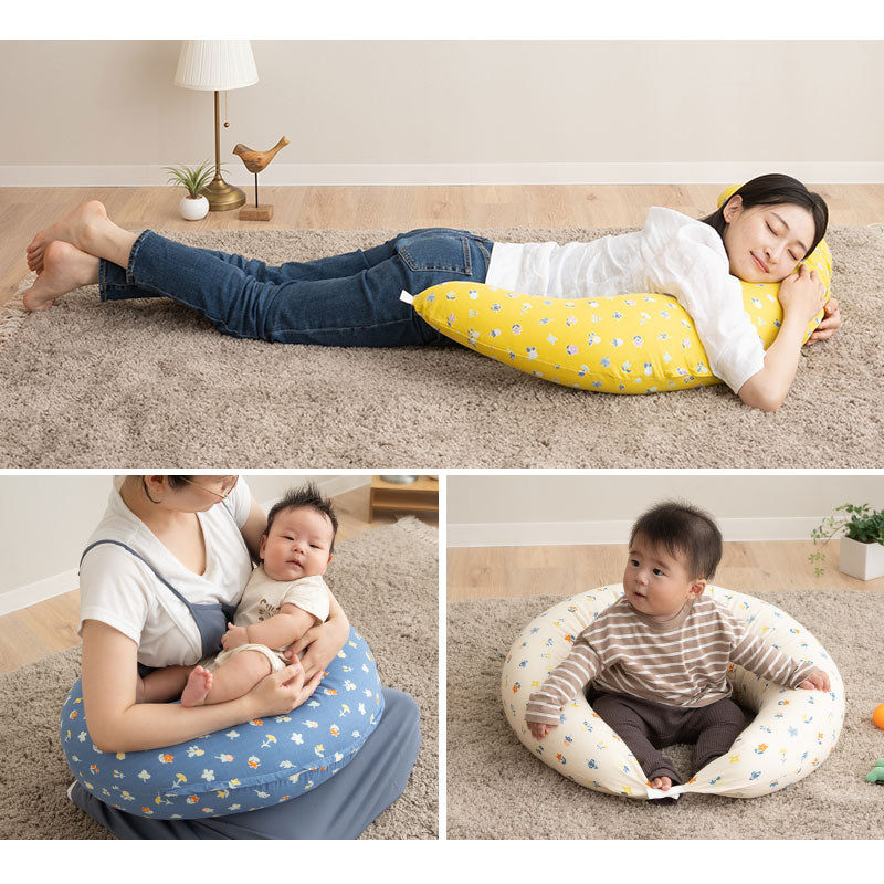 授乳クッション 抱き枕 三日月型 日本製 綿100% ベビークッション 3way
