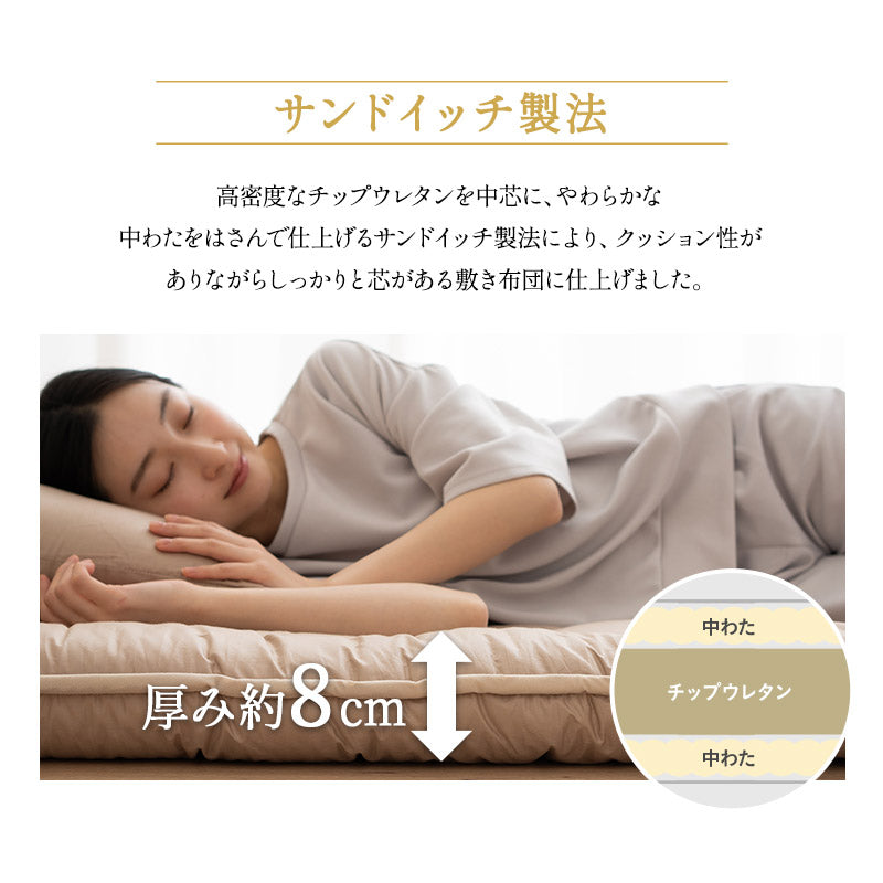 敷き布団 シングル へたりにくい 日本製 【エムールカラー】 │ 布団