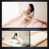 体にフィットする 布団4点セット ダブル （掛け布団・敷き布団・枕×2） 日本製 抗菌 防臭 防ダニ 綿100％ 掛け敷き枕 組布団