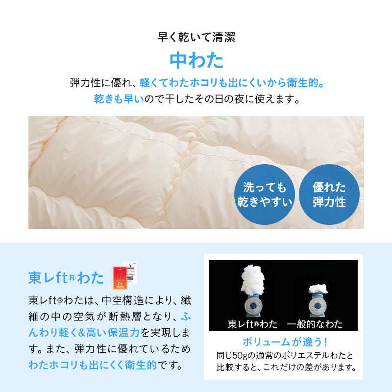 洗える ベッド用 肌掛け付き 布団4点セット セミダブル （掛け布団・肌掛け布団・ベッドパッド・枕） 日本製 掛け敷き枕 組布団 丸洗い 洗濯機OK
