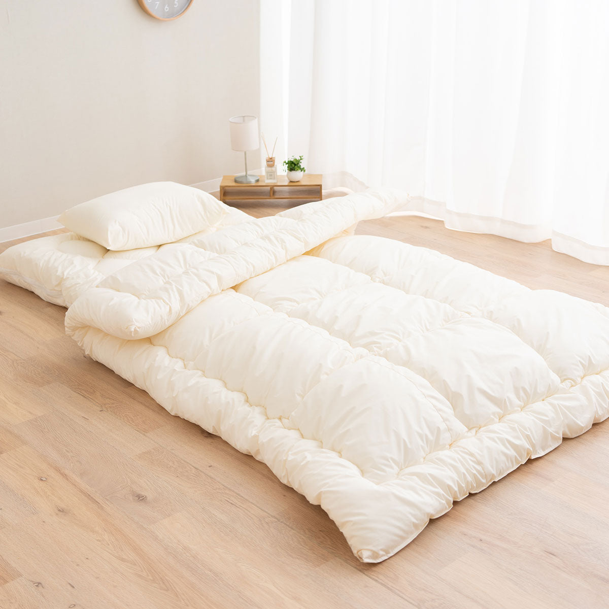 掛け布団敷布団セット　和布団　日本製 ぜんぶ洗える】 和布団4点セット シングル 日本製 肌掛け付き │ 布団