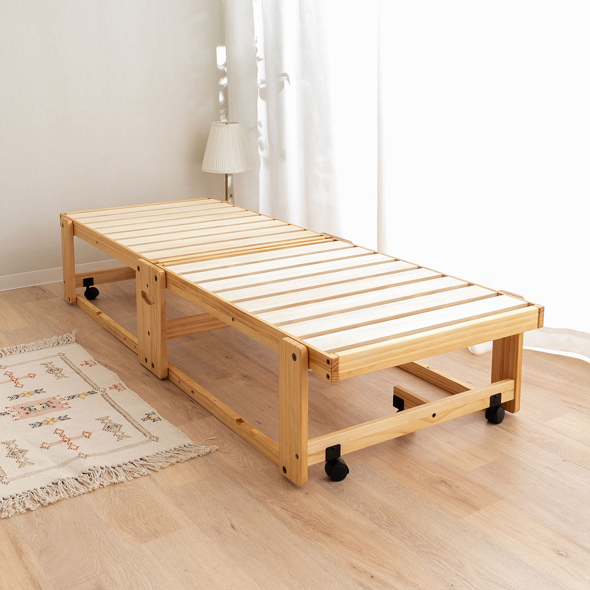 折りたたみベッド すのこベッド 幅65cm コンパクトショート 完成品 横