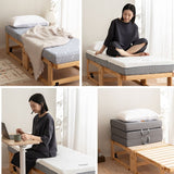 すのこベッド 3つ折りマットレス 2点セット 幅65cm コンパクトショートサイズ 完成品 横揺れ防止 安全ロック付き アシスト機能付き キャスター付き 折りたたみベッド ベッドフレーム コンパクトマットレス ごろ寝 子供用 狭小住宅 来客用 避難用